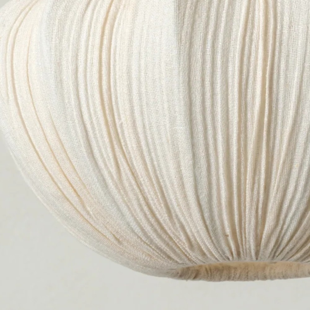 Linbron hanglamp – Moderne lamp met zachte linnen kap en gebogen frame voor de eetkamer HL2282
