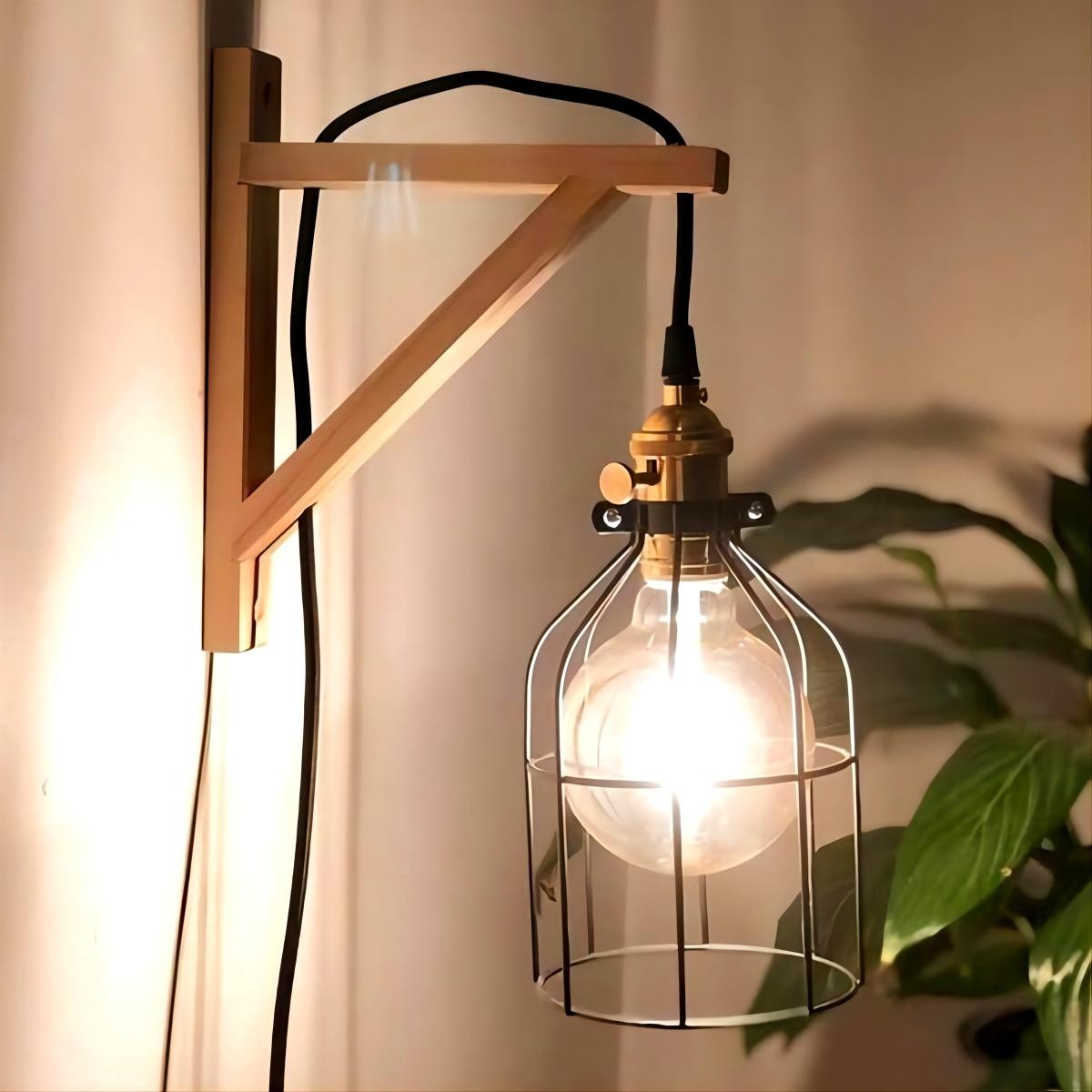 Minimalistische Houten Kooi Wandlamp HL56