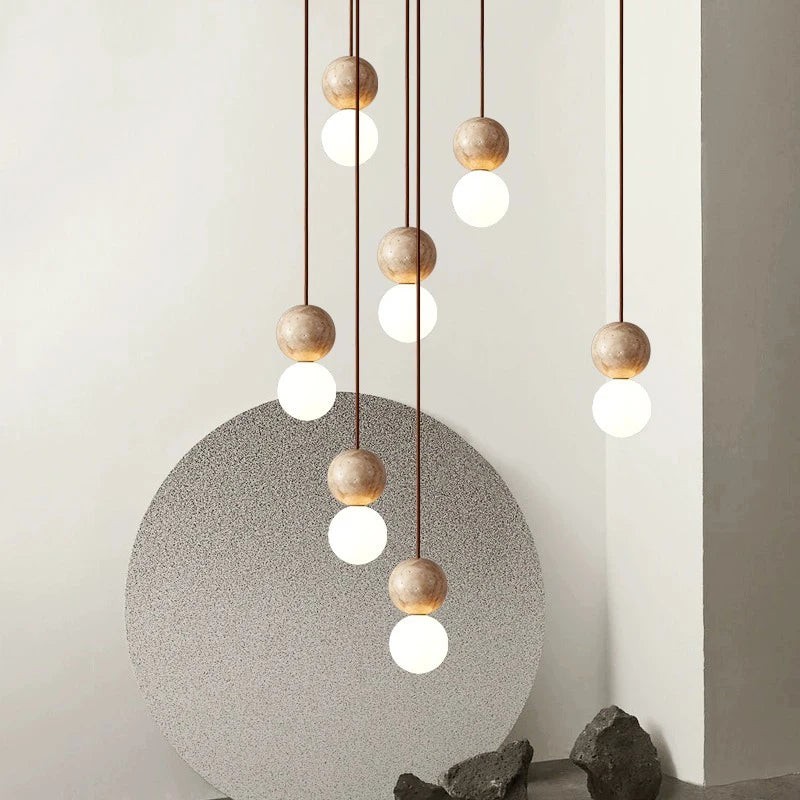 Travertijnsteen Crème Retro Minimalistische LED Hanglamp HL3466
