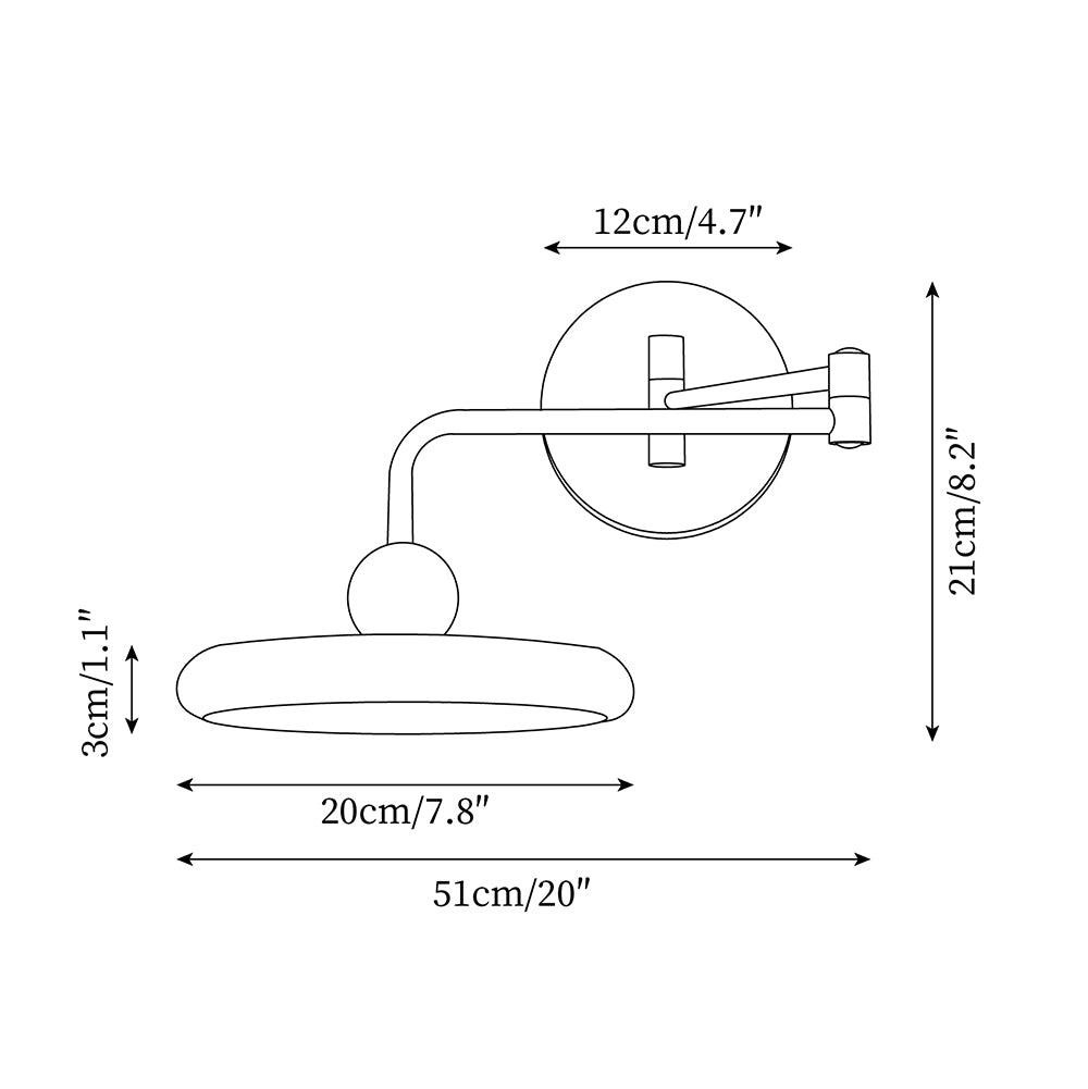 Wandlamp met Zwenkarm en Houten Schijfvormige bol voor Slaapkamer HL1080