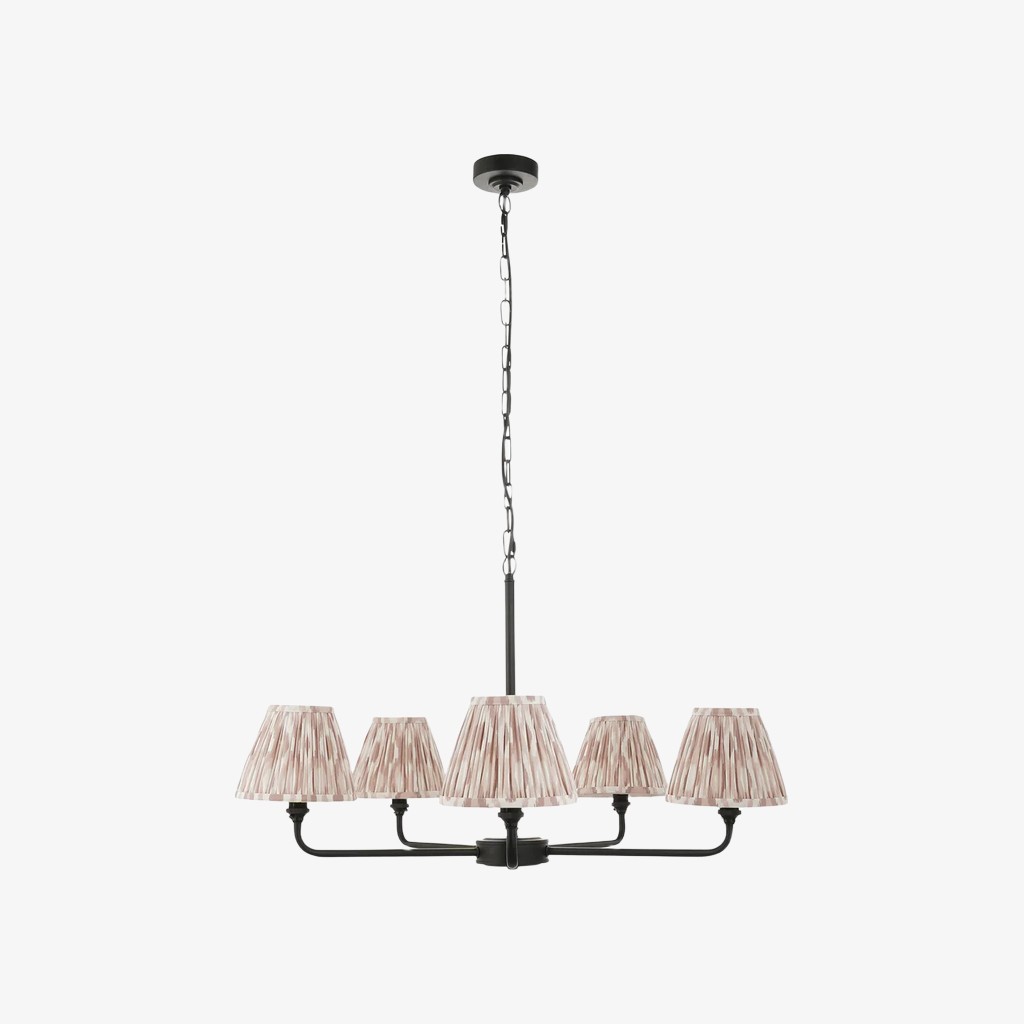 Zevatik Classic kroonluchter van stof met ikat-patroon - Kroonluchter met metalen beugel HL2116