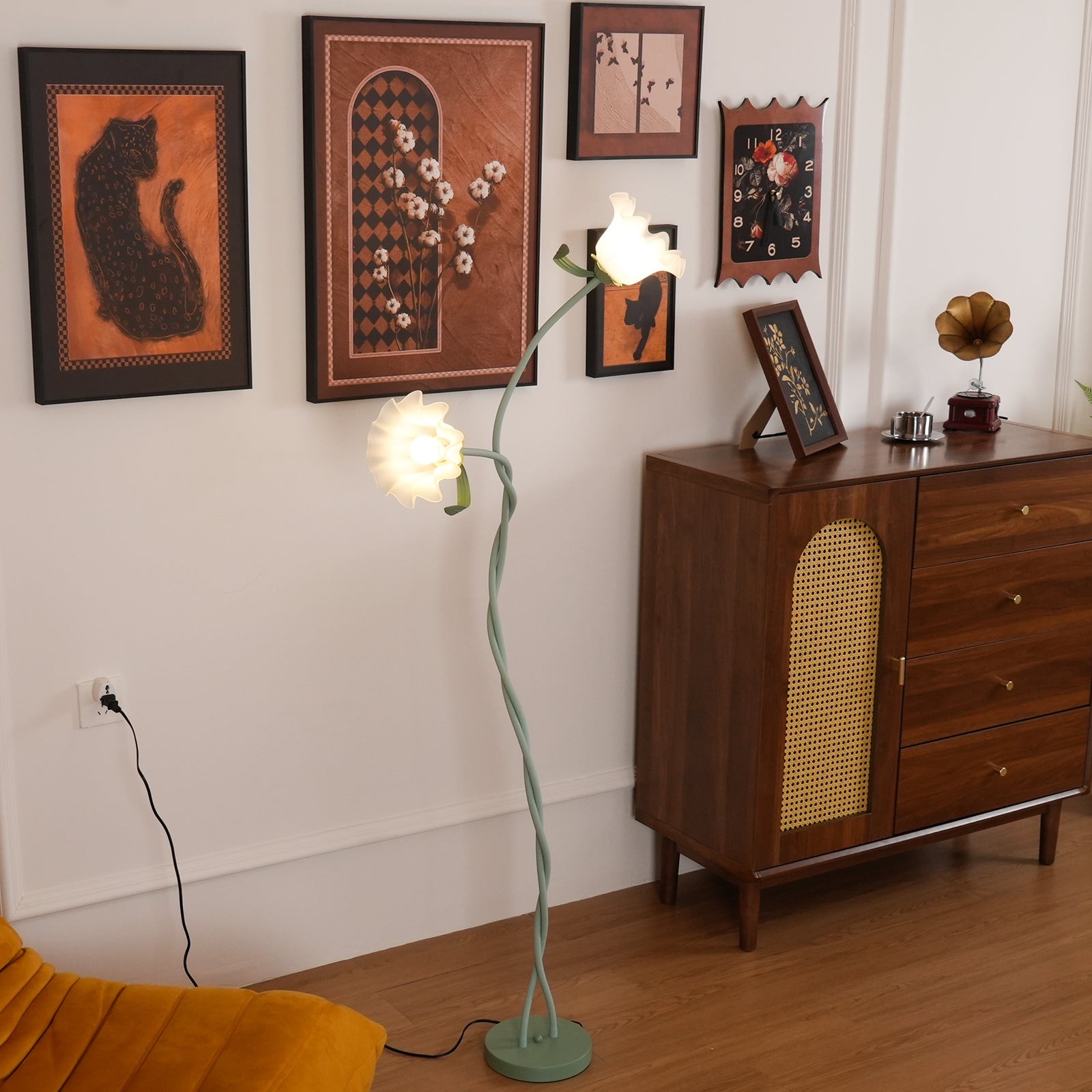 Creatieve multi-kops wikkelbloemvormige vloerlamp HL403