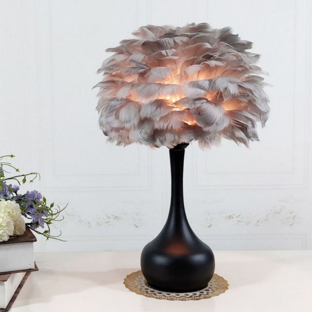 Luxe LED pluizige veer tafellamp HL08