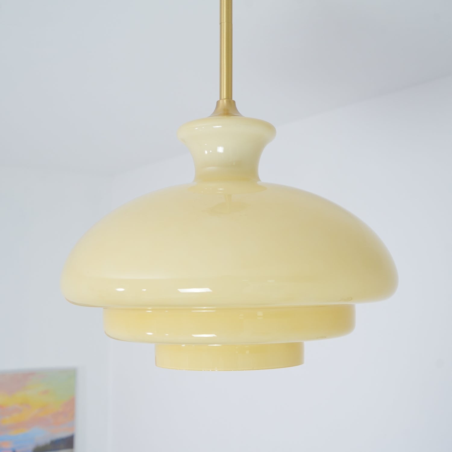 Ronde gele stijlvolle eenvoudige glazen hanglamp HL638