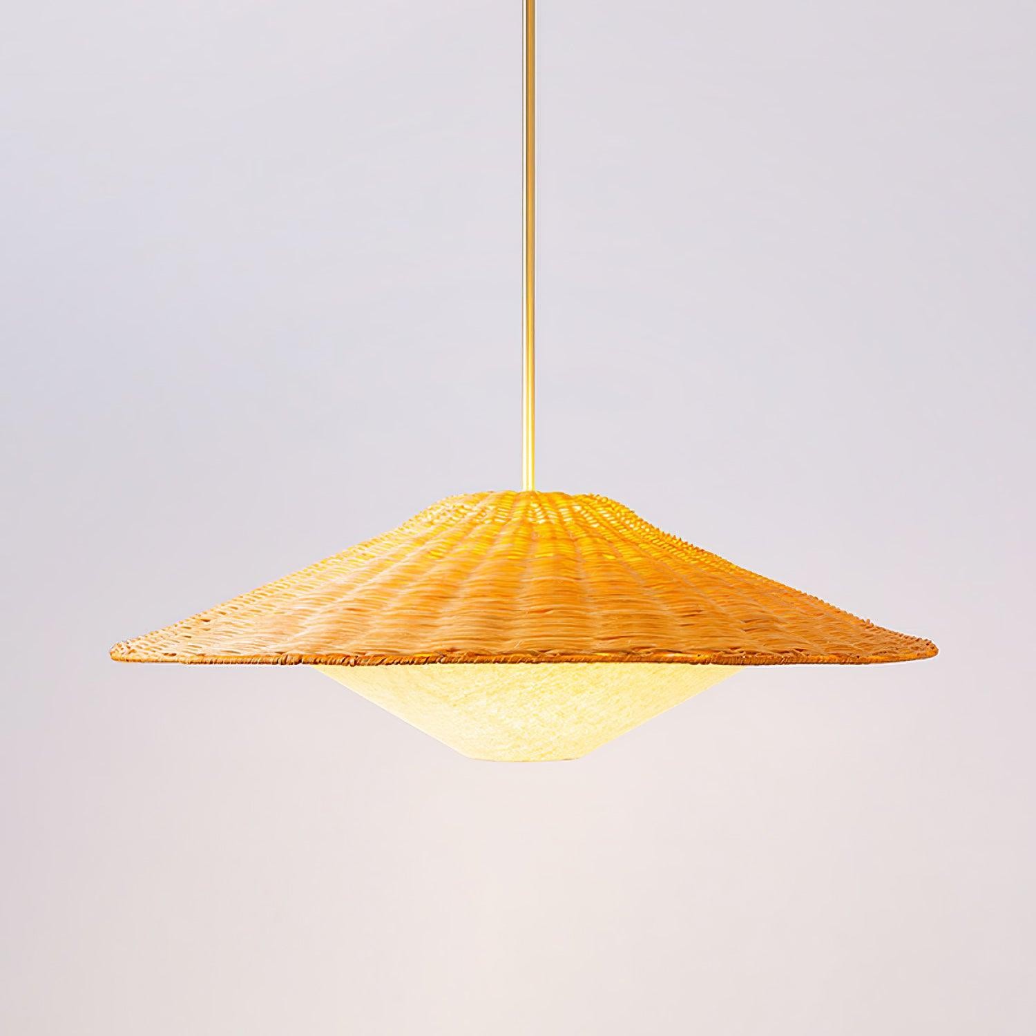 Hanglamp in de vorm van een rotan hoed, geschikt voor de woonkamer HL796