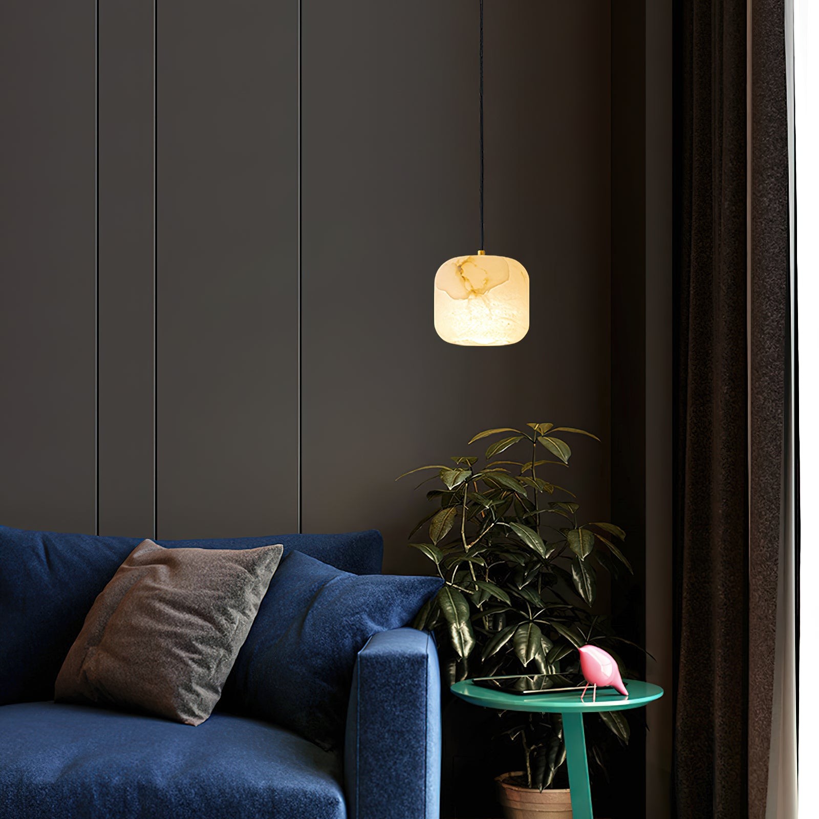Alabaster hanglamp voor naast het bed HL2976