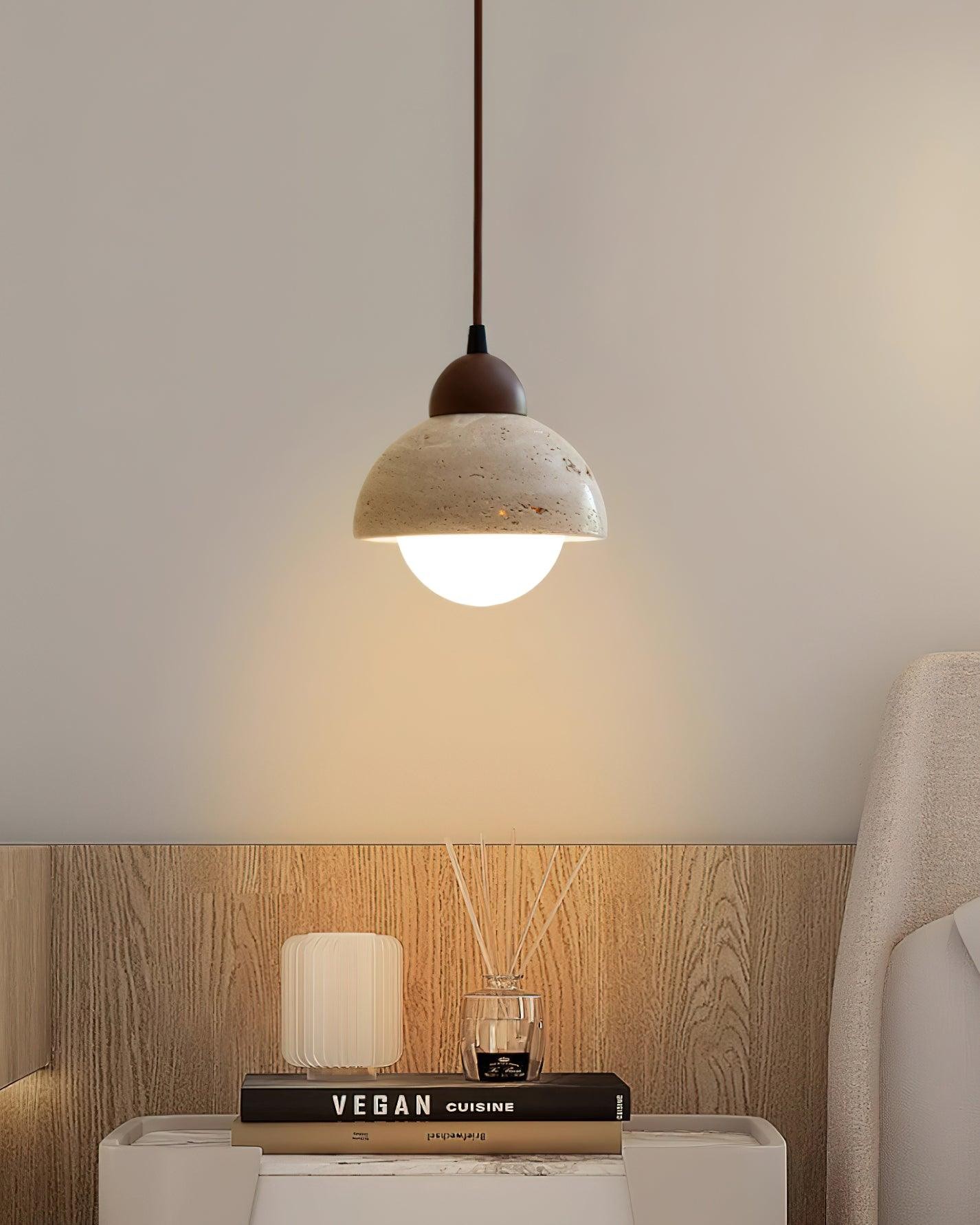 Gele travertijn hanglamp in Wabi-Sabi-stijl HL735