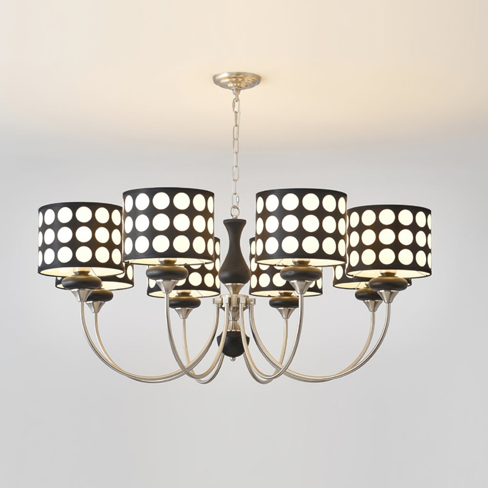 Moderne luxe zwarte kroonluchter met meerdere koppen en stippen HL1121
