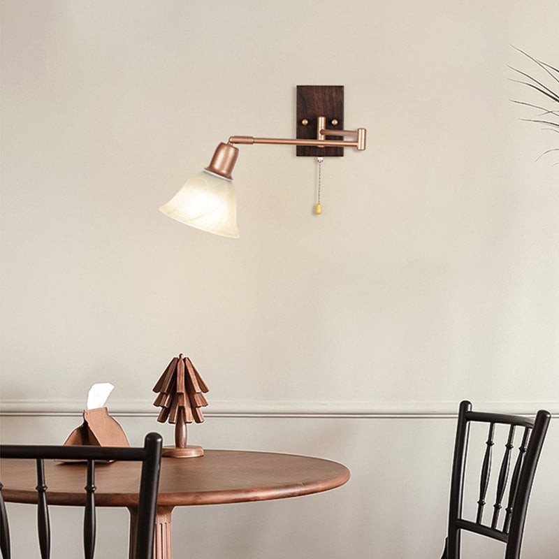 Franse ijzeren glazen bloemenwandlamp met zwenkarm en rits HL1087