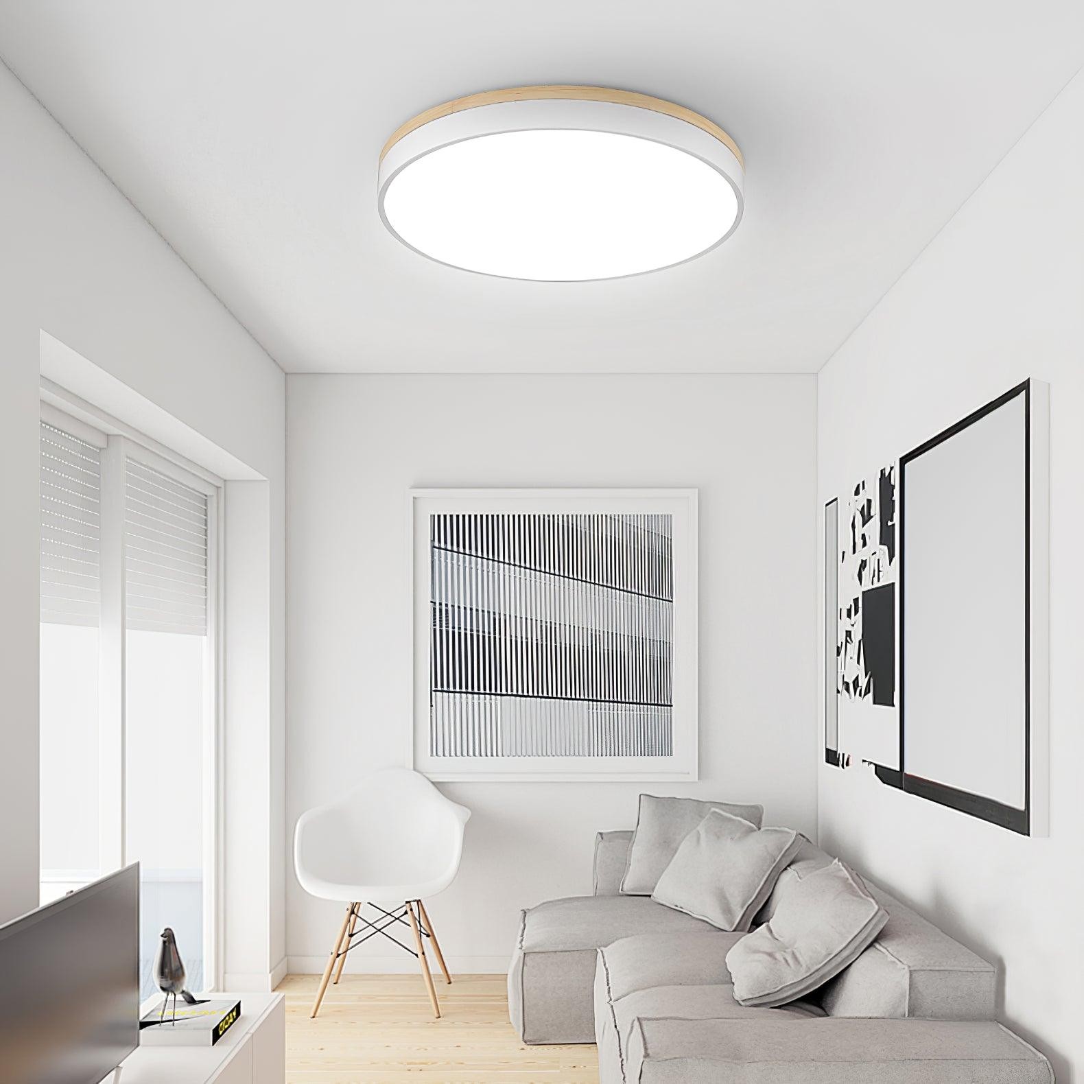 Witte ronde houten plafondlamp HL828
