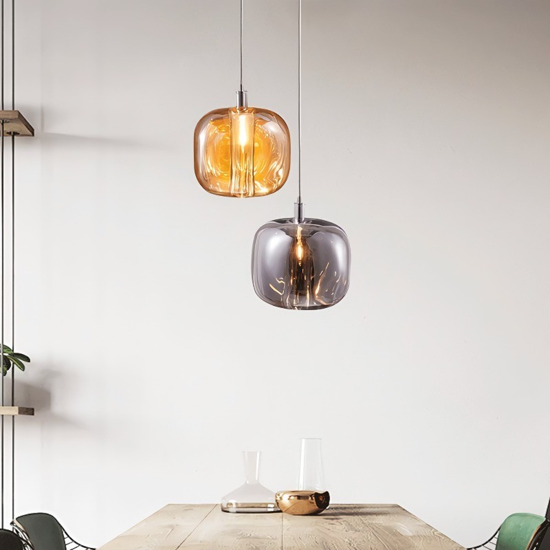 Cubie kroonluchter rookglas bol hanglamp voor kookeiland