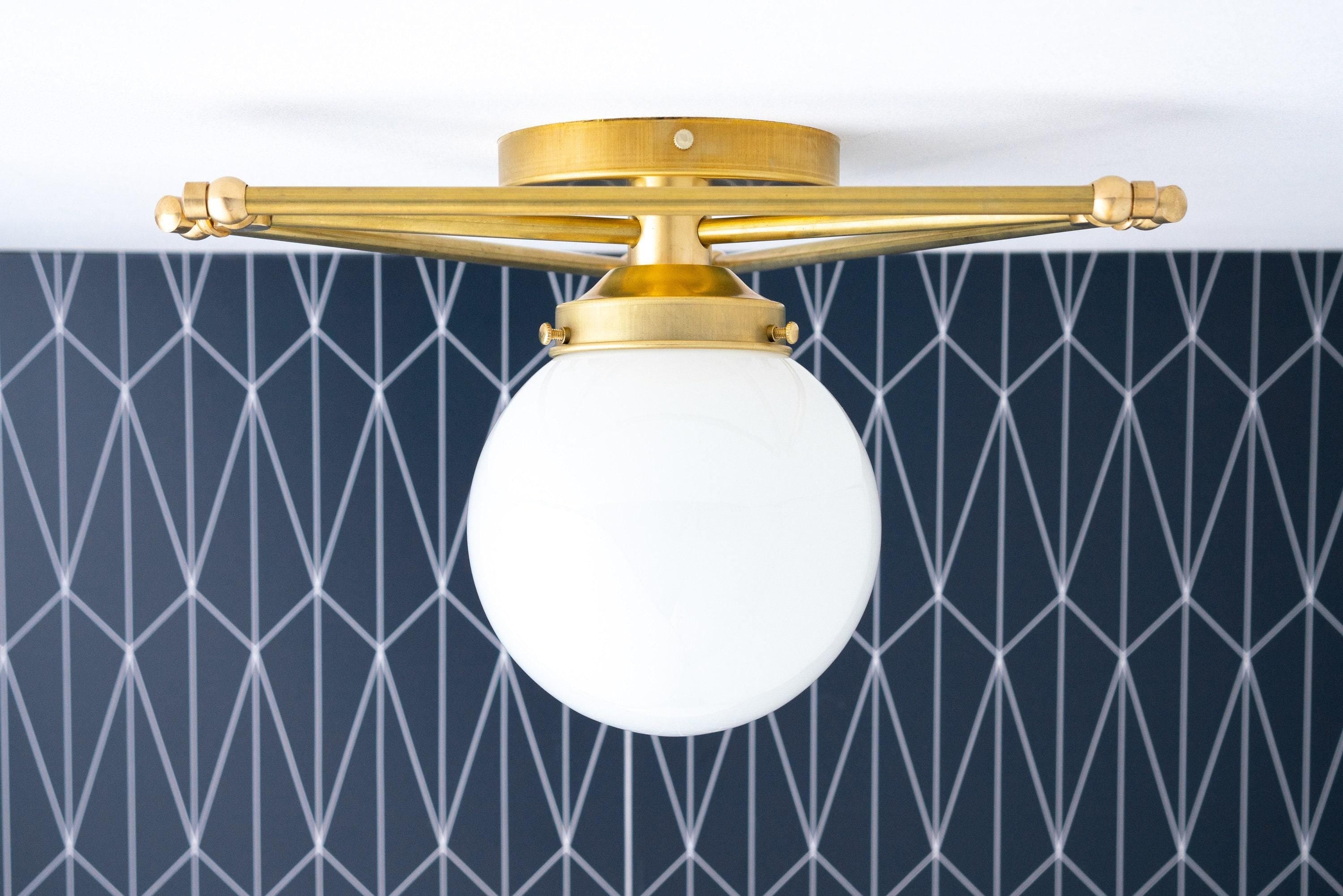 Glorica Glazen Geometrische Plafondlamp van Messing - Mondgeblazen Bolontwerp HL1725