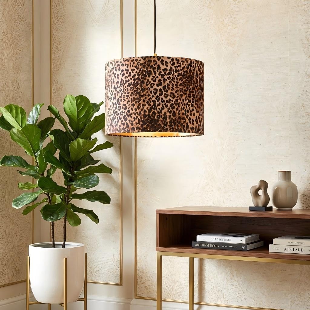 Wildlux Statement Trommellampenkap met Luipaardprint - Decoratieve Stoffen Lampenkap voor Interieur HL2463