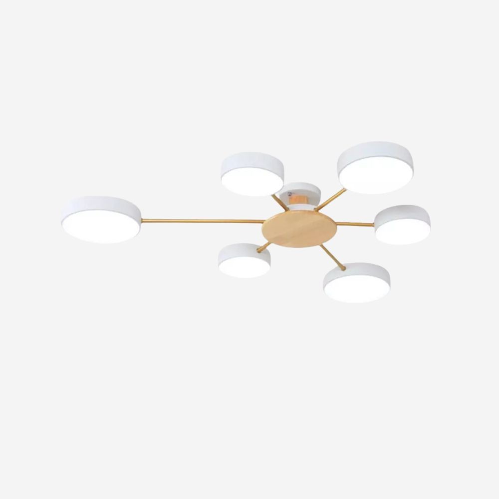 Moderne plafondlamp met takkenschijf - LED-lamp van hout voor eetkamer HL1345