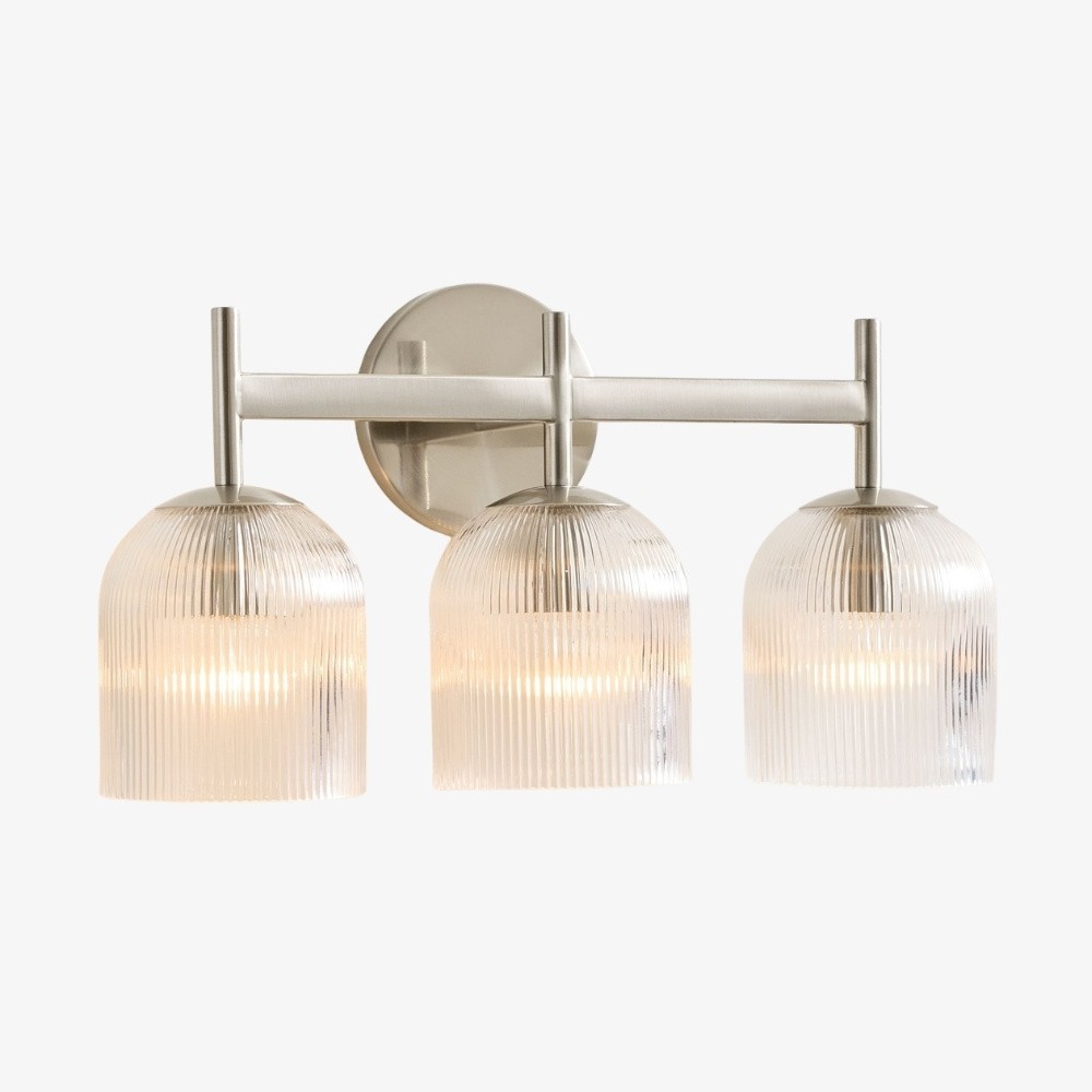 Bravira geribbelde glazen wandlamp - metalen wandlamp met heldere glazen kap HL1552