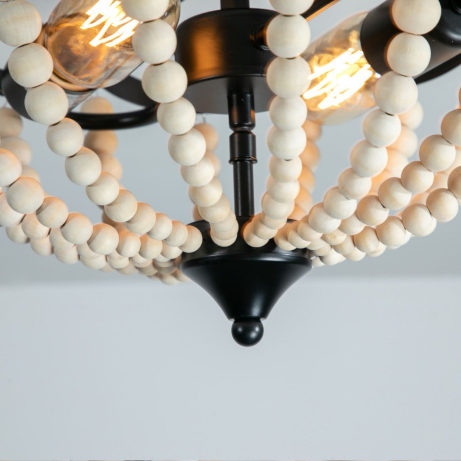 Retro Rustieke Metalen Houten Kralen Plafondlamp HL240
