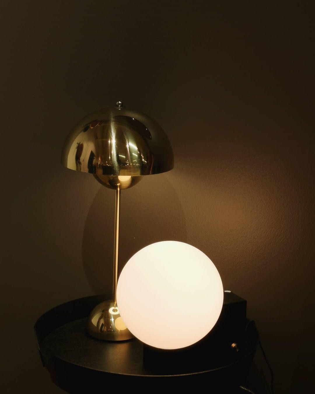 Geometrische lampenvoet glazen bol tafellamp HL523
