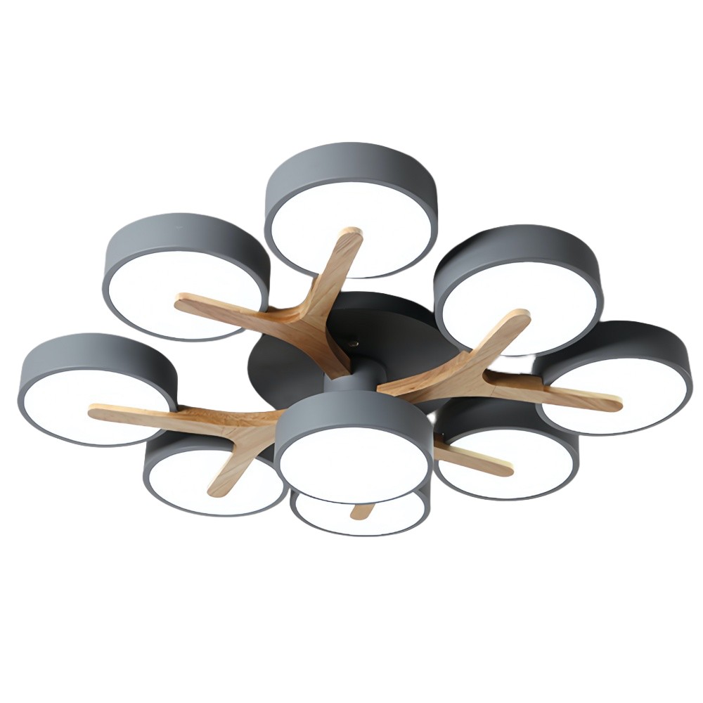 Nordic Disc Wood Plafondlamp - LED Semi-Flush Mount voor Slaapkamer HL1353