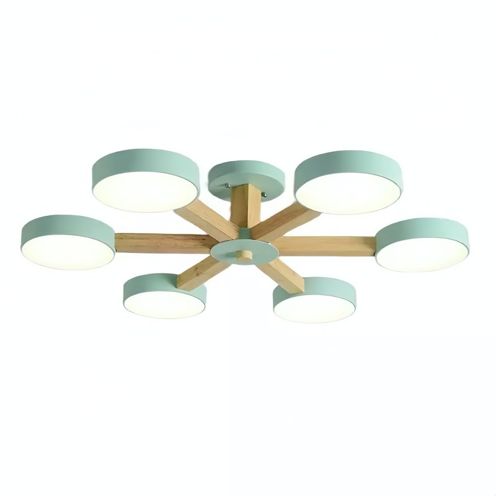 Nordic Wood Plafondlamp - Schijfvormige Lamp voor Woonkamer HL1351