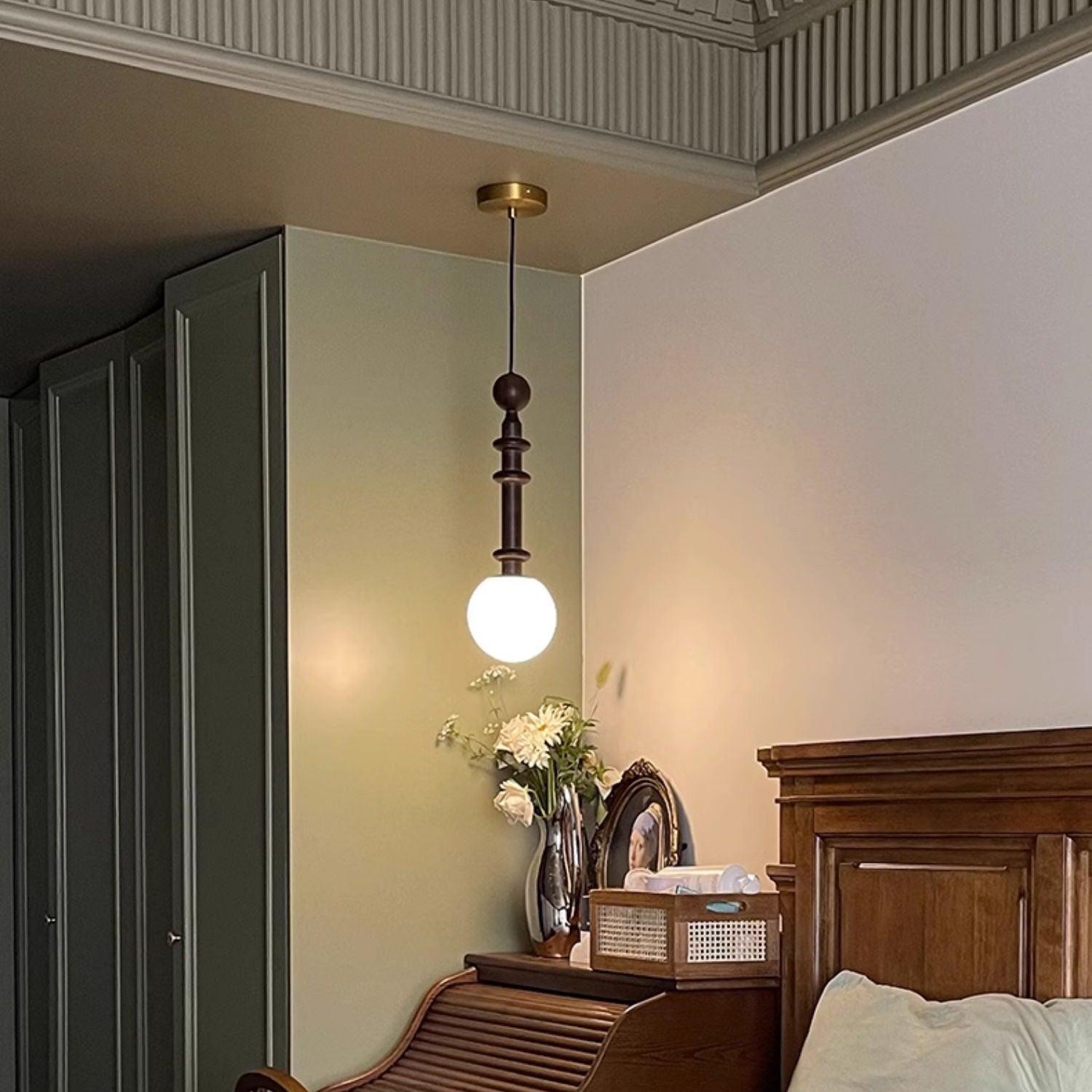 Eetkamer Houten Romeinse Kolom Hanglamp HL60
