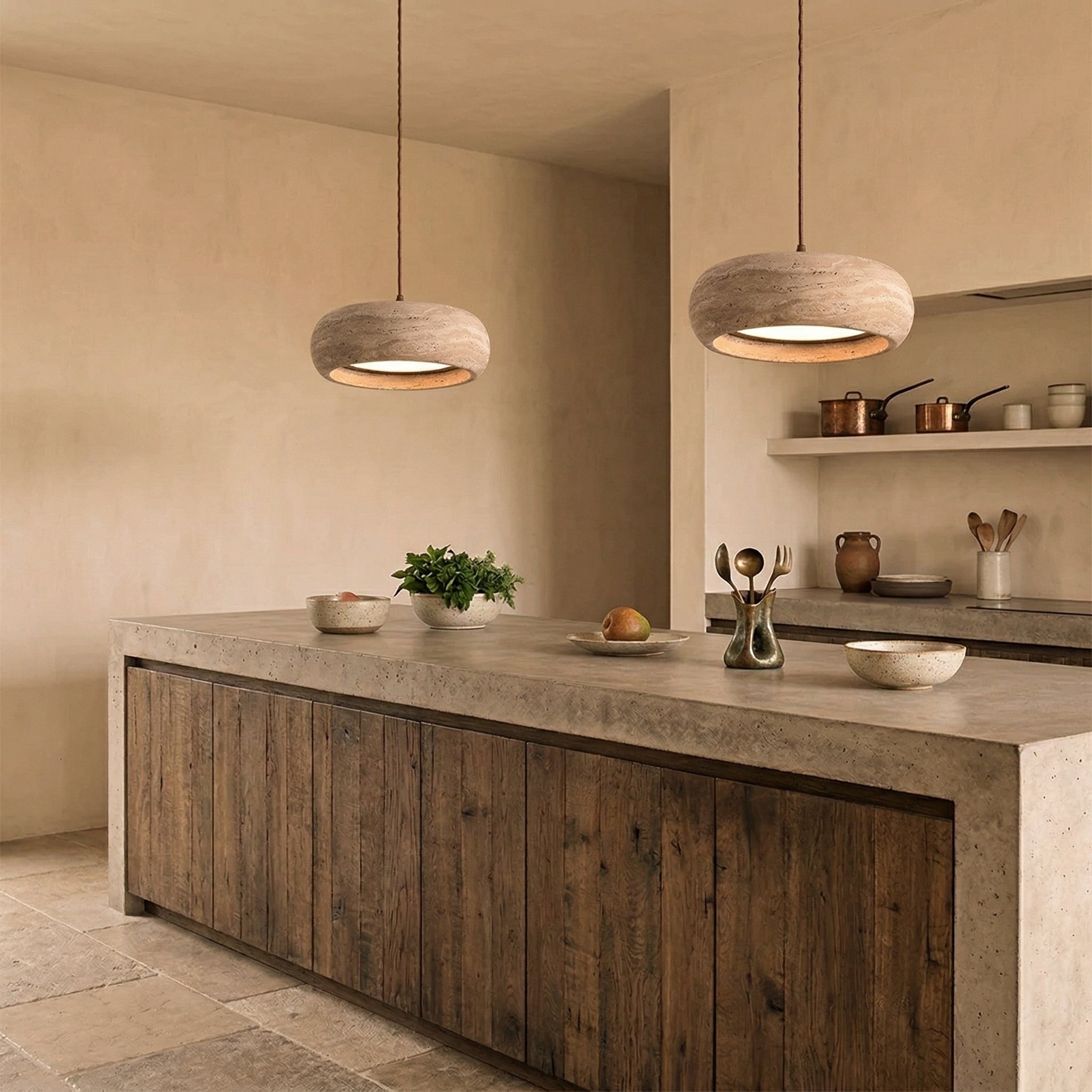 Travertin trommelvormige hanglamp HL3161