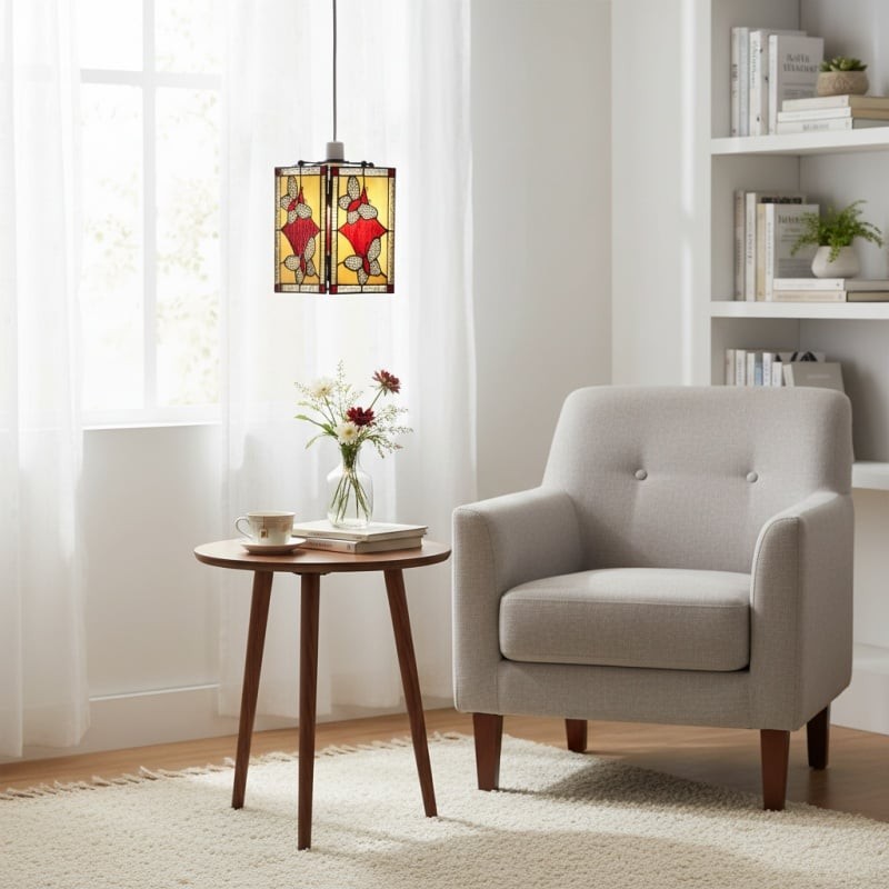 TF Butterfly Hanglamp - Artistieke hanglamp met glas-in-lood voor woonkamer of slaapkamer HL2030