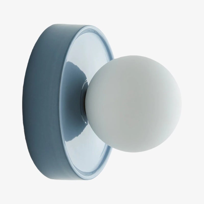 Solna ronde glazen wandlamp met keramische voet - minimalistische verlichting voor slaapkamer of hal HL1932