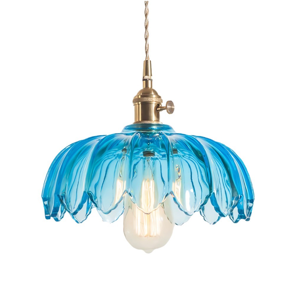 Vintage rustieke bloemblaadjesknoppen glazen hanglamp HL201