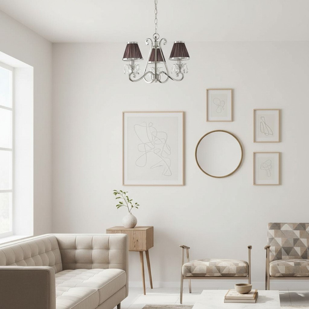 Talonis kroonluchter met meerdere lampen en stoffen armatuur - elegante gebogen metalen armen voor eet- en woonkamer HL2127