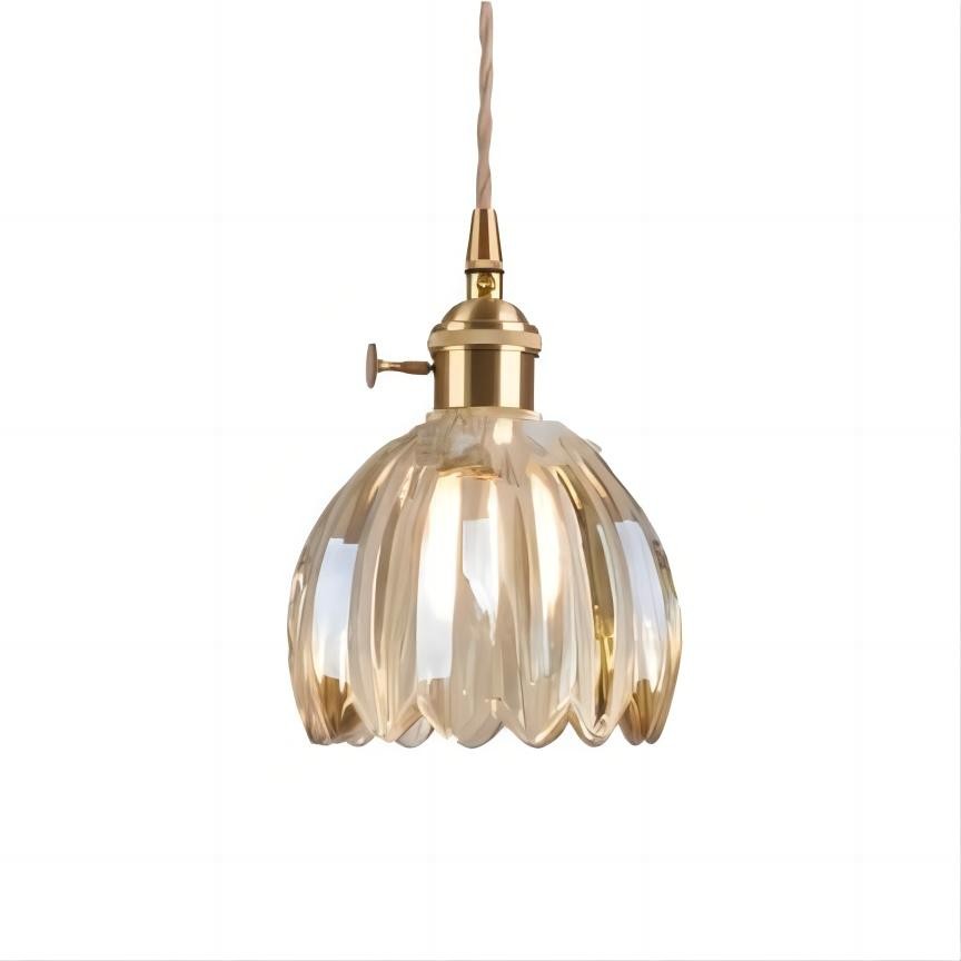 Retro koperen glazen bloemblaadjes hanglamp HL90