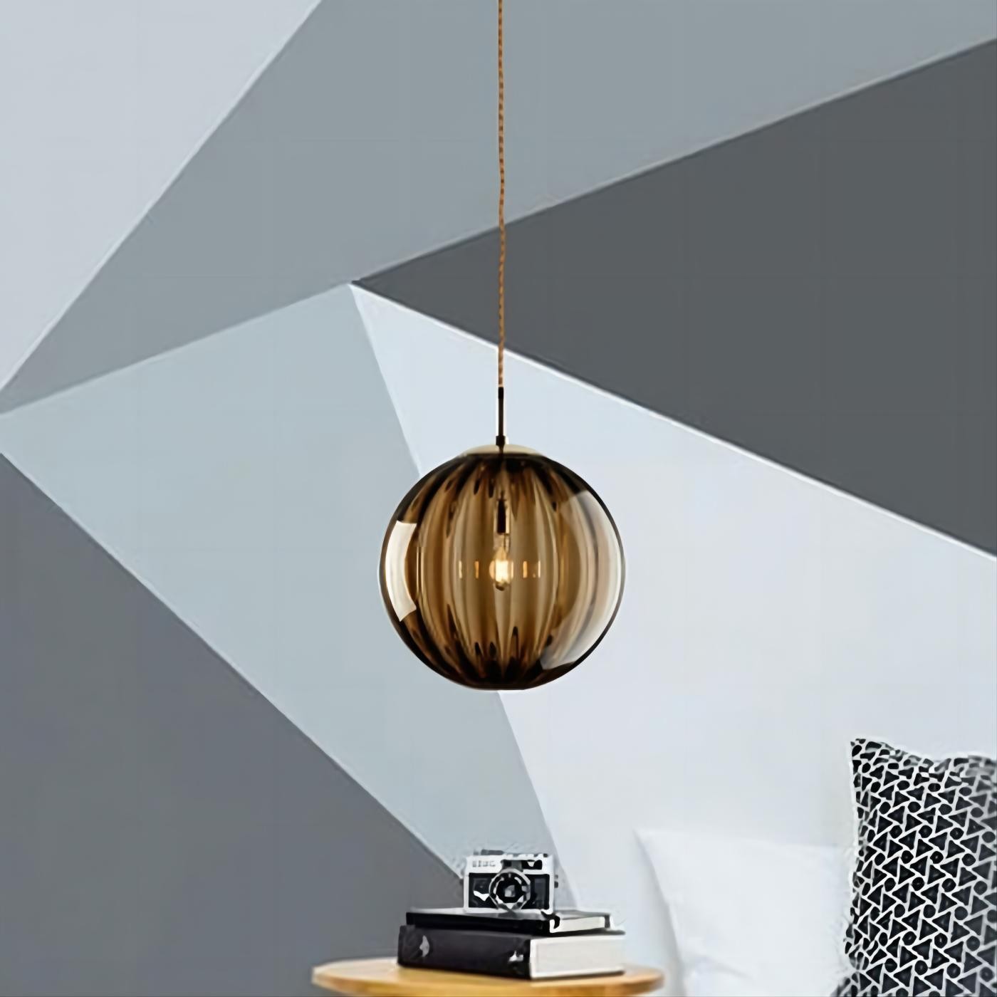 Glazen Bol Hanglamp Met Scandinavisch Waterpatroon HL260