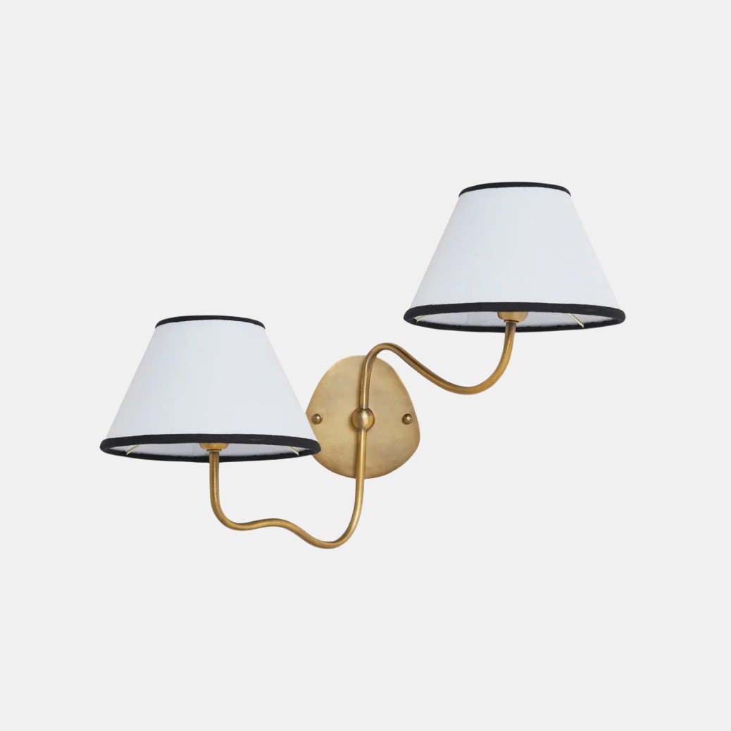 Kulo stoffen wandlamp – moderne wandlamp met dubbele arm van linnen voor de woonkamer HL1785