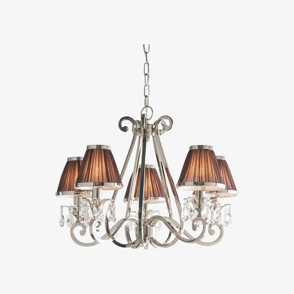 Talonis kroonluchter met meerdere lampen en stoffen armatuur - elegante gebogen metalen armen voor eet- en woonkamer HL2127