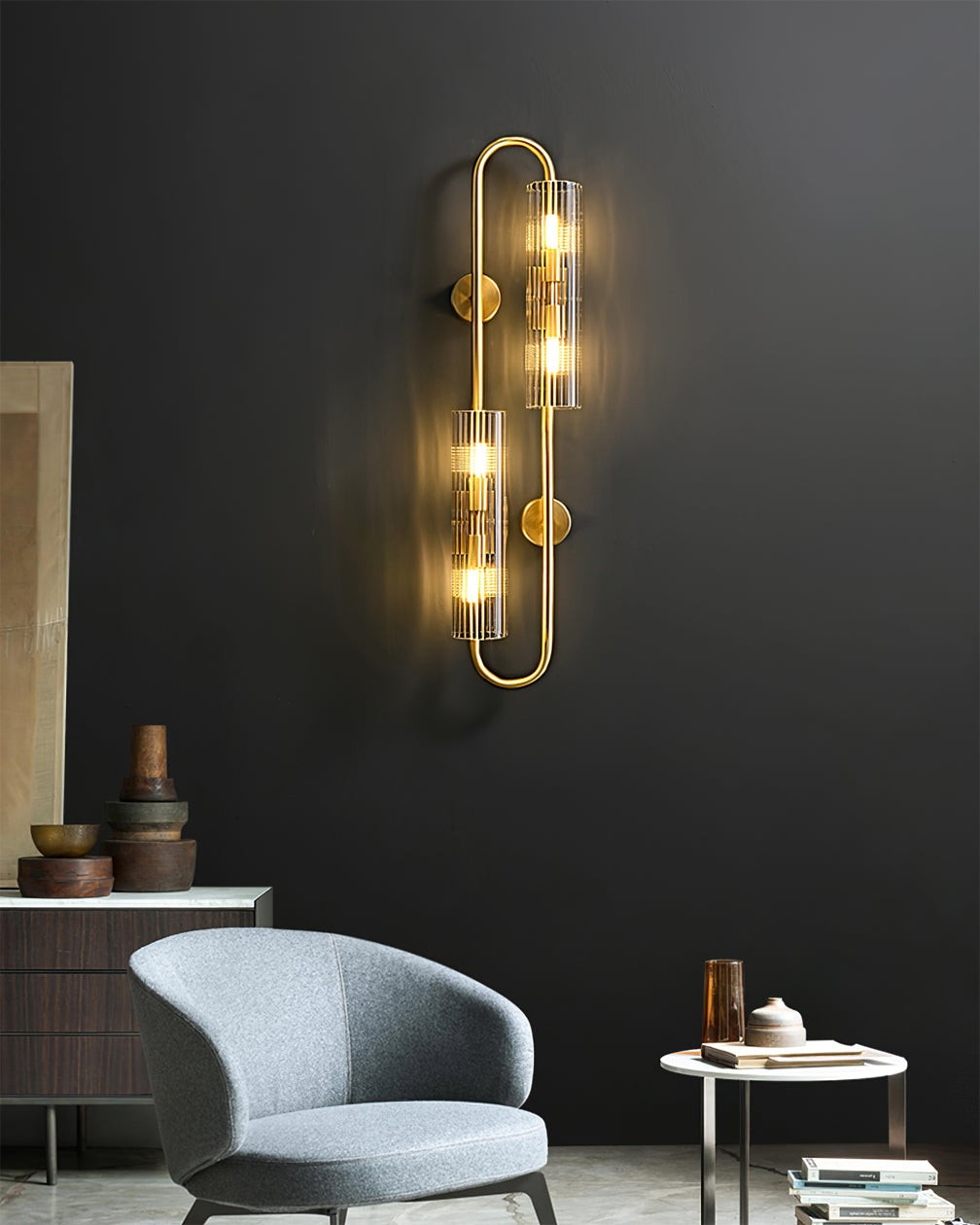 Dubbele messing wandlamp HL1138