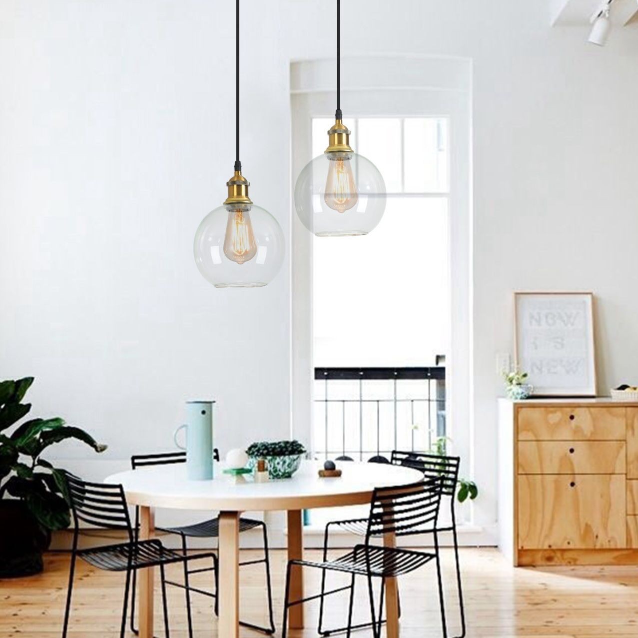 Nordic Vintage Glazen Bol Hanglamp HL244