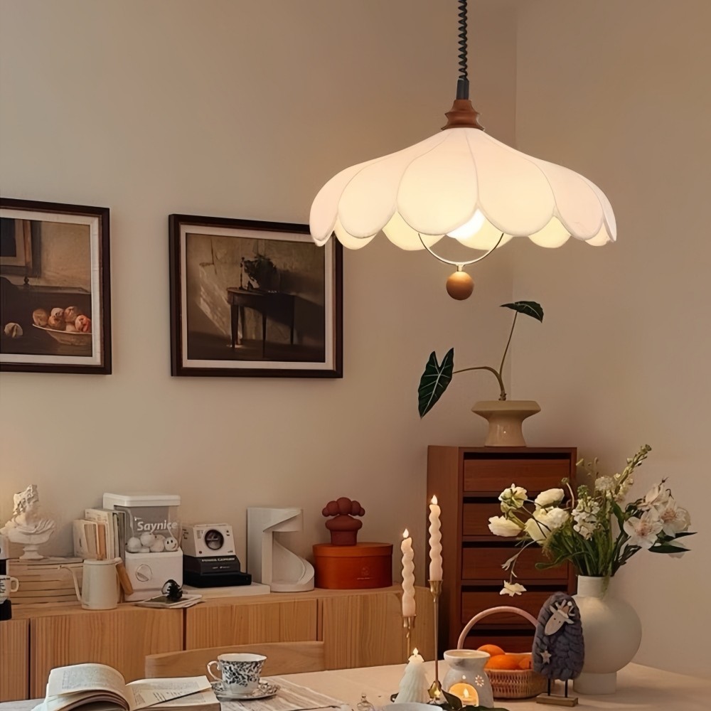Hanglamp met stoffen bloemen - Frans bloemblaadjesontwerp voor gangpad HL1320