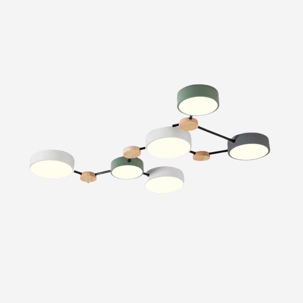Moderne plafondlamp met houten schijf - LED-lamp met takken voor woonkamer HL1346