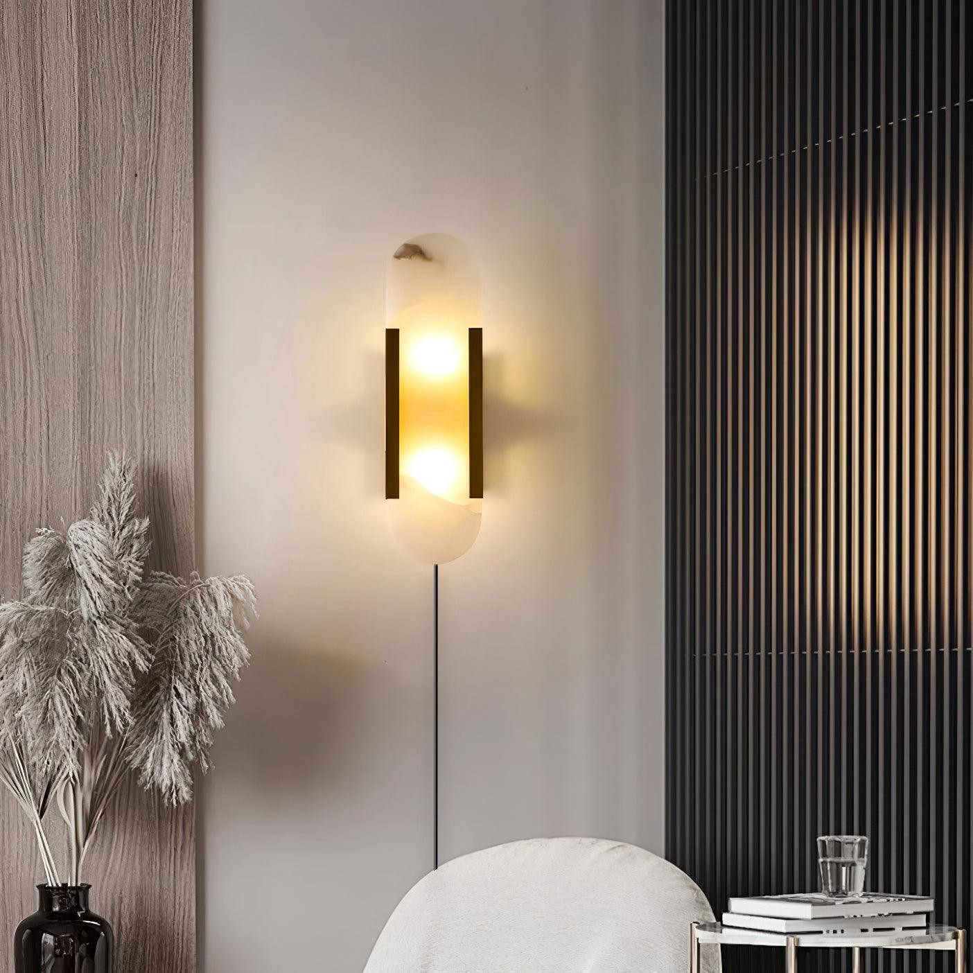 Alabaster Verlengde Plug In Wandlamp HL714