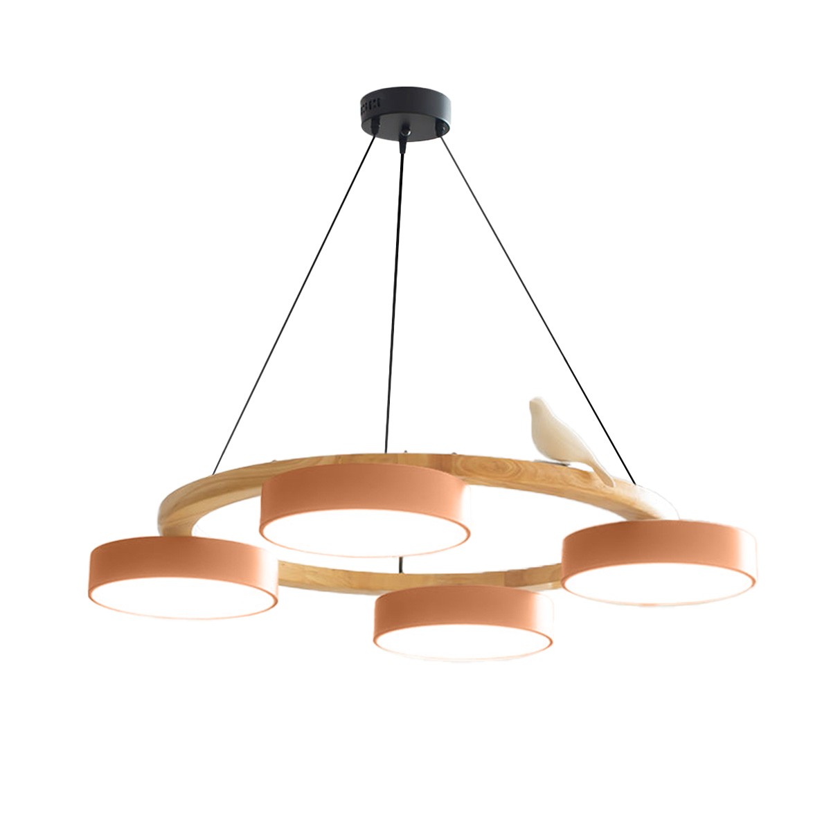 Creatieve Houten Vogel Kleurrijke Ronde Kroonluchter HL926