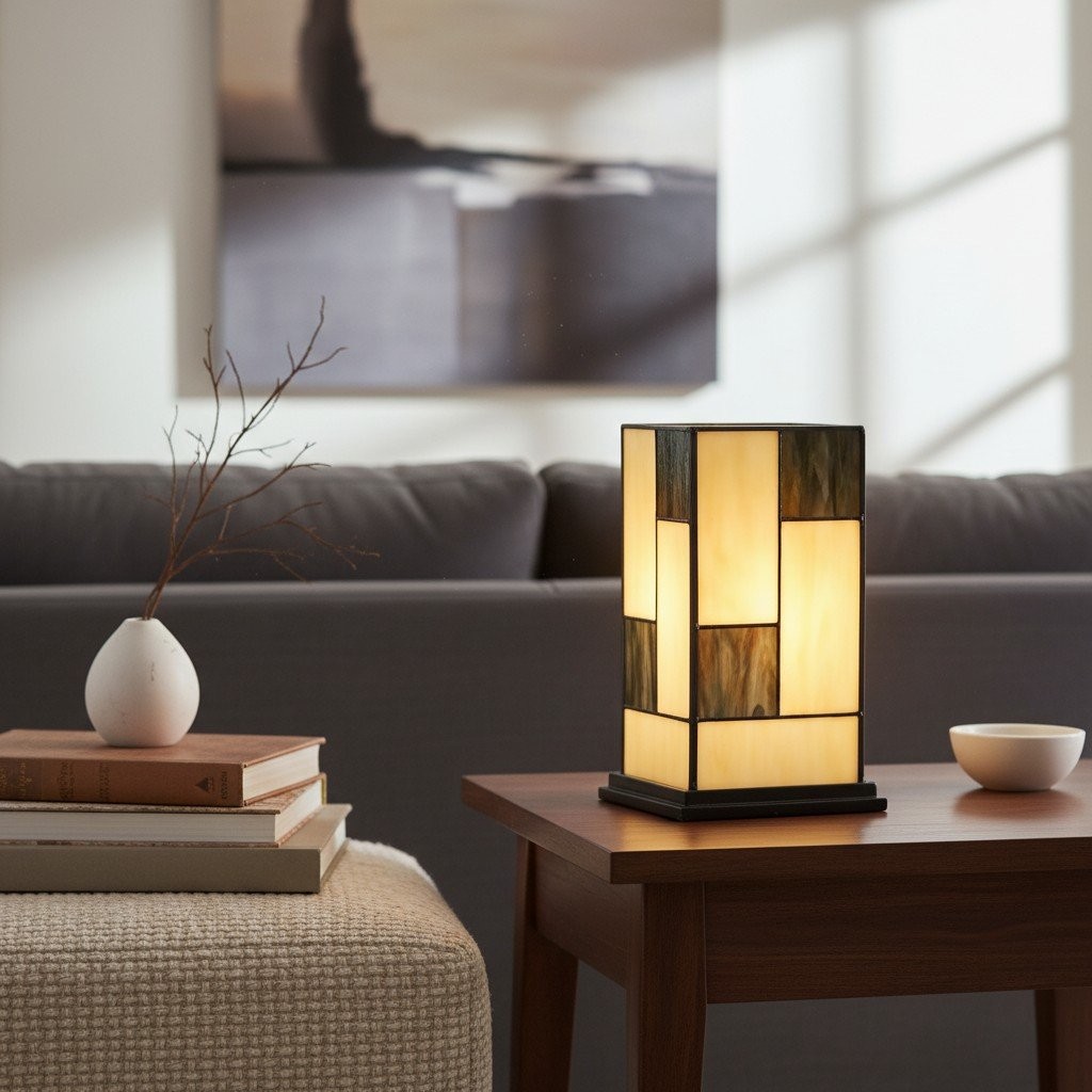 TF Manchester vierkante tafellamp - Klassiek glas voor woonkamer en slaapkamer HL2218