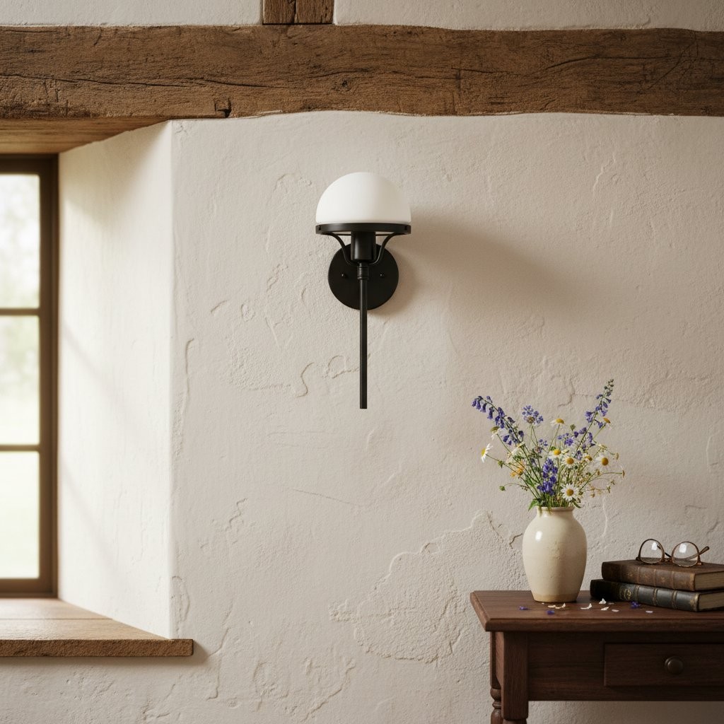 Ornato Luxe moderne Art Deco wandlamp - opaal glazen bollamp - messing of zwart HL1712