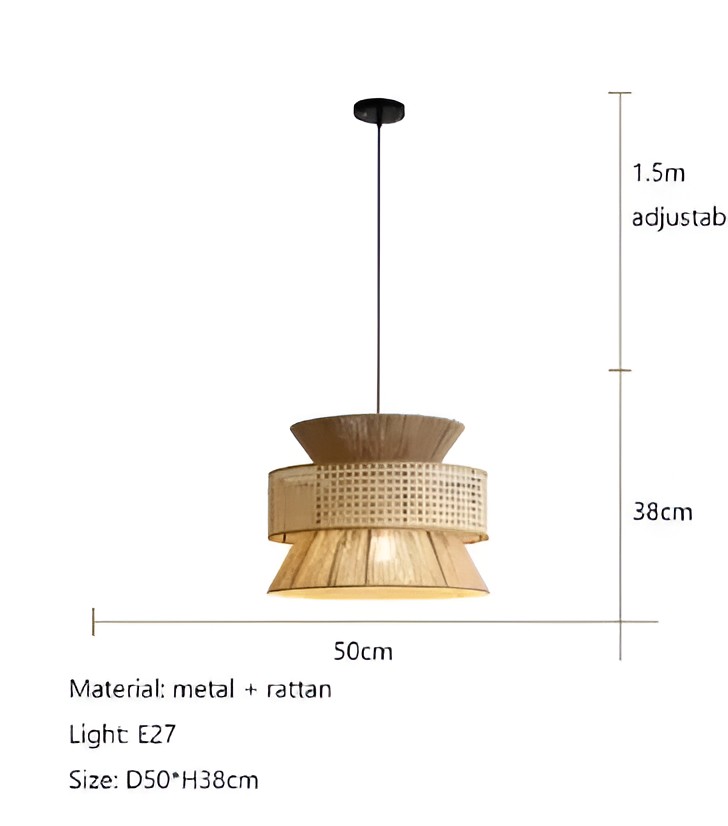 Handgeweven henneptouw rotan hanglamp HL3366