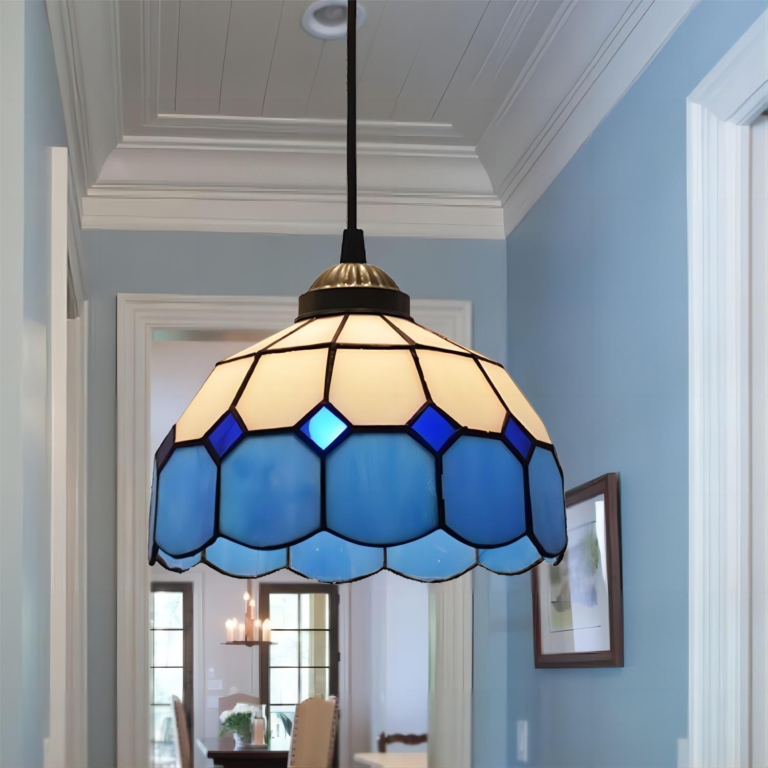 Hanglamp In Vintage Gekleurd Glas In Tiffany Stijl HL13