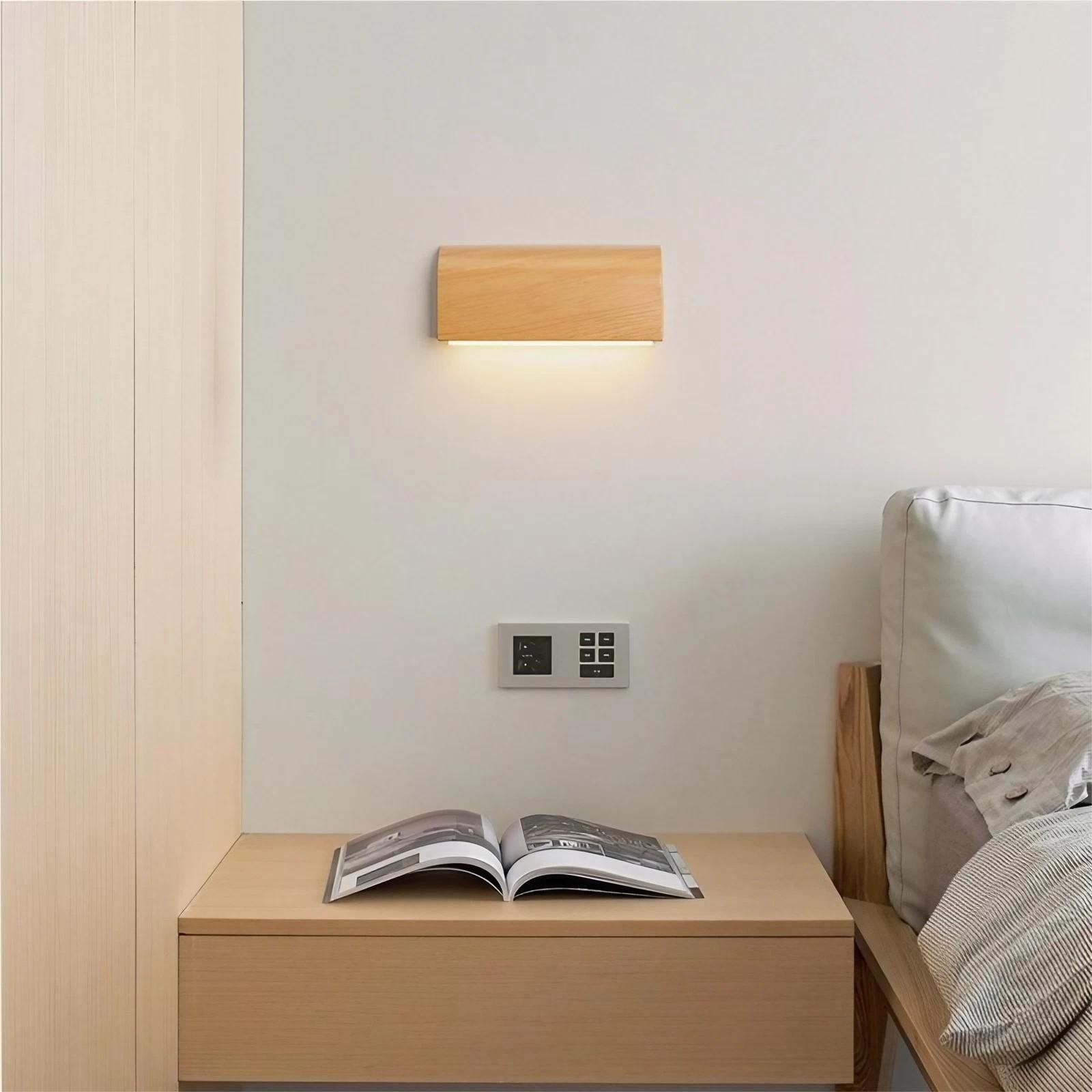 Rechthoekige LED wandlamp met houtnerfaluminium HL196