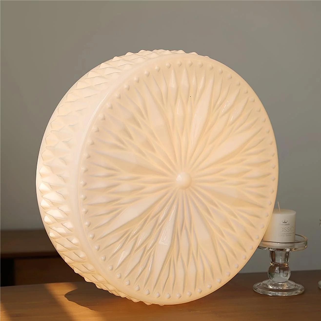 Vintage gebeeldhouwde glazen schijfplafondlamp HL194