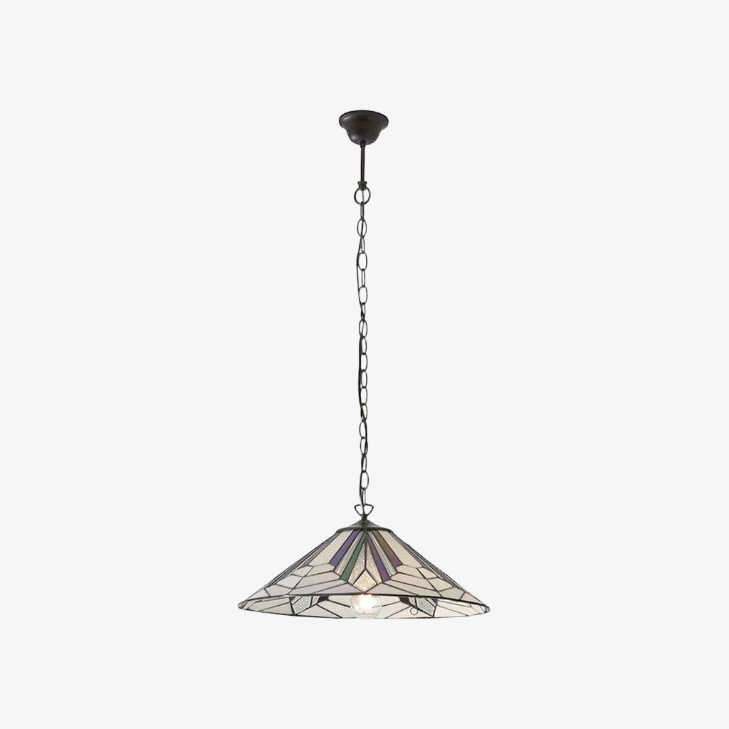 TF Astoria Tiffany plafondpendel - Geometrisch glazen ontwerp met reliëf voor de woonkamer HL2236