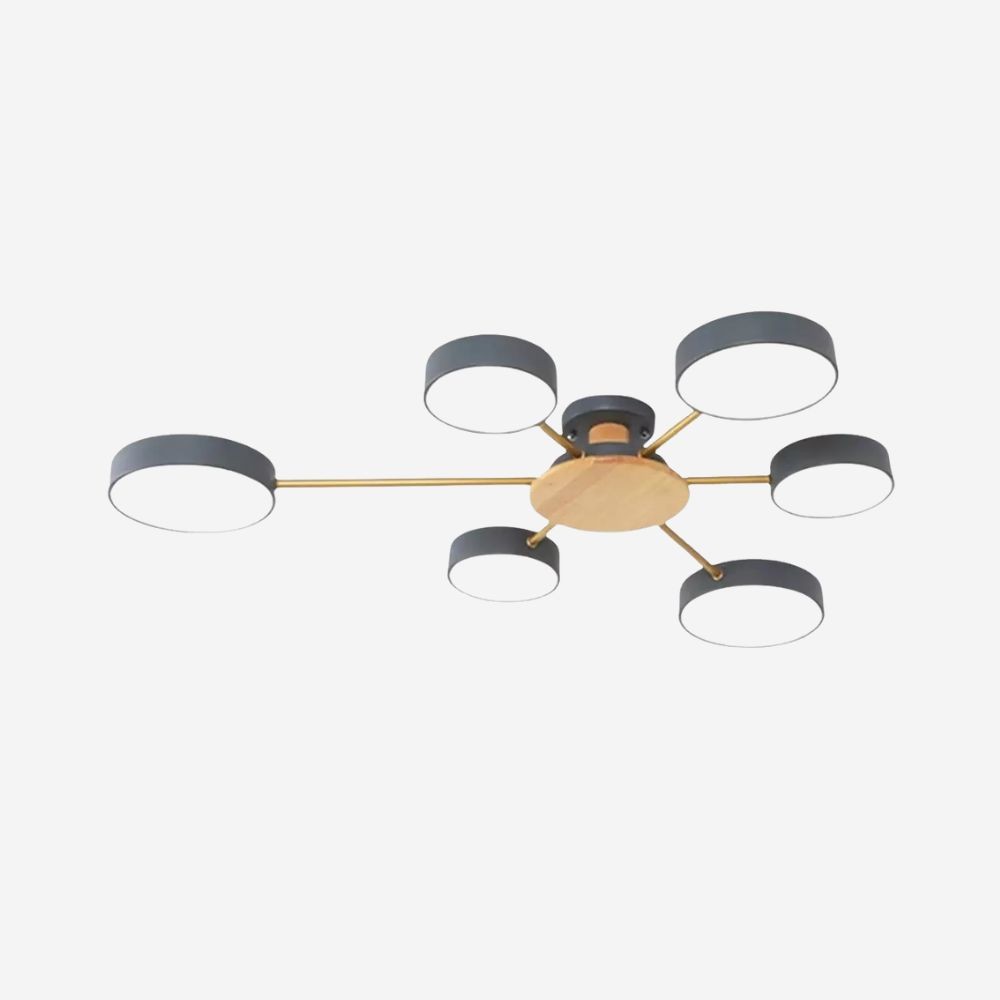 Moderne plafondlamp met takkenschijf - LED-lamp van hout voor eetkamer HL1345