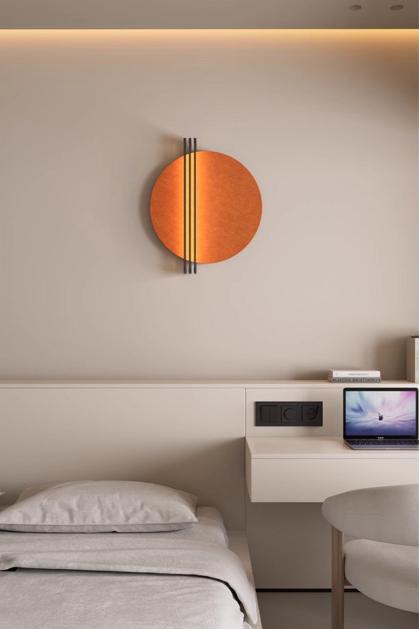 Abstracte wandlamp met zonsopgangmotief van vilt HL2934