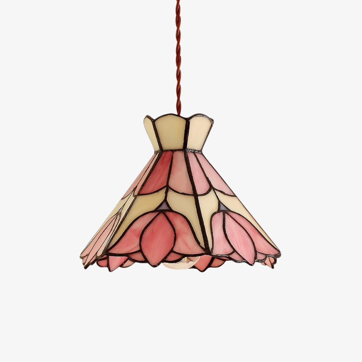 Sevra Floral Stained Glass Pendant Light Tiffany Inspired Hanging Ceiling Lamp for Living Room HL2347