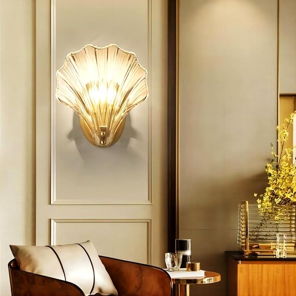 Moderne glazen design wandlamp in schelpvorm HL61